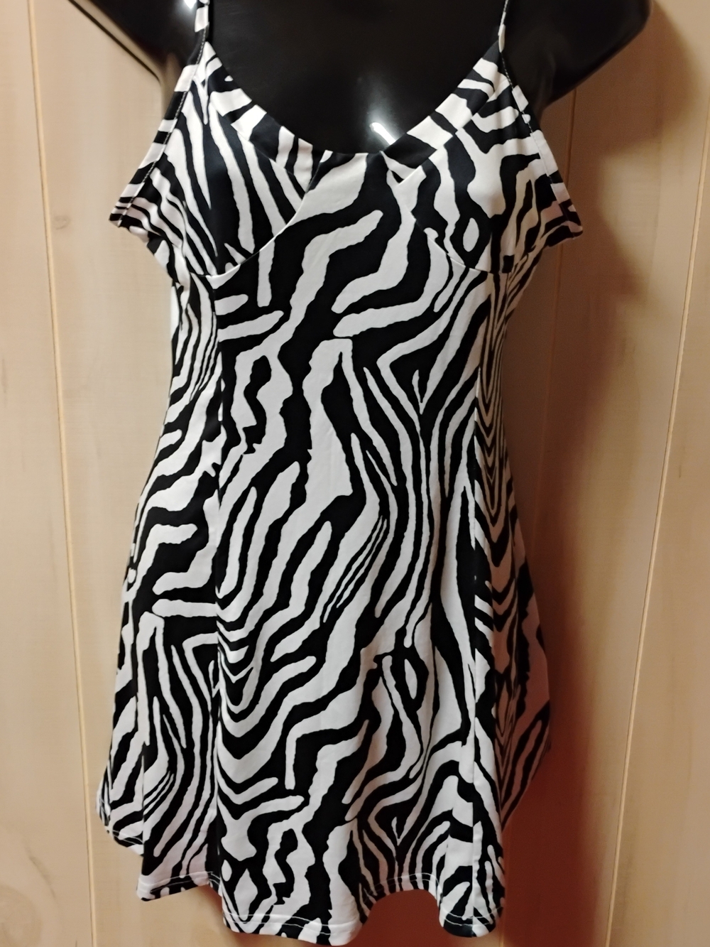 SHEIN Black & White Zebra Slip Mini Dress